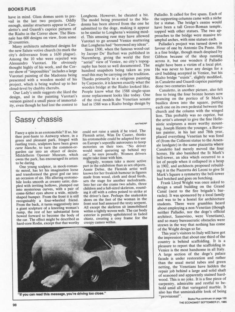 Artikel in The Economist Sept 21, 1985